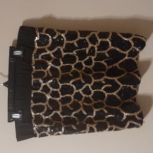 Womens Black and Gold Sequence Mini Skirt